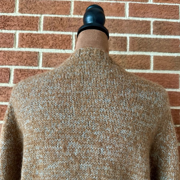 Josa 100% Alpaca Knit Button Up Cardigan Sweater Brown Beige Crew, Size 2 - Picture 12 of 15